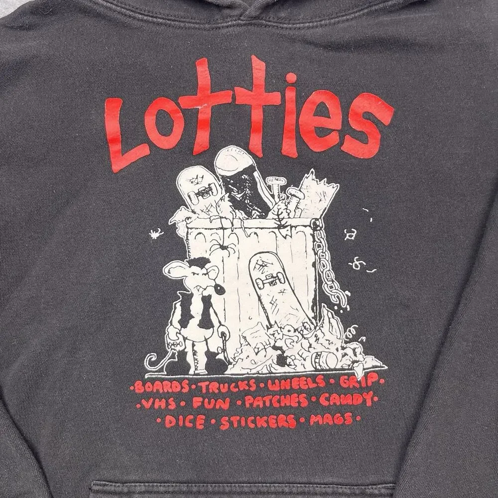 Lotties‎ skateshop hoodie black vintage y2k sweatshirt size small